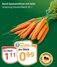 Bund Speisemöhren mit Grün
