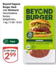 Veganer Burger, Hack oder Bratwurst