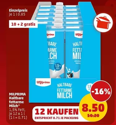 Haltbare fettarme Milch