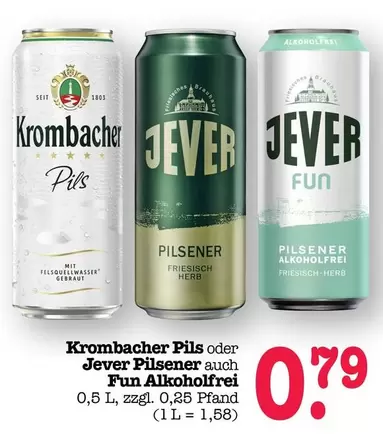 Krombacher - Pils oder Jever Pilsener auch Fun Alkoholfrei