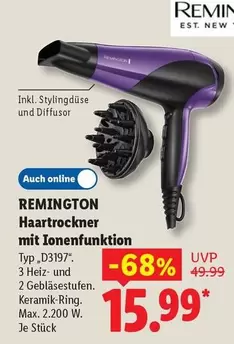 Remington - Haartrockner mit Ionenfunktion Typ D3197