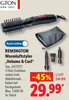Remington - Warmluftstyler ",Volume & Curl" Typ AS7252