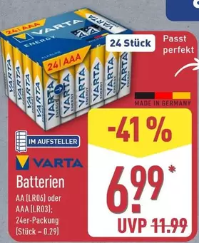 Varta - Batterien AA (LR06) oder AAA (LR03)