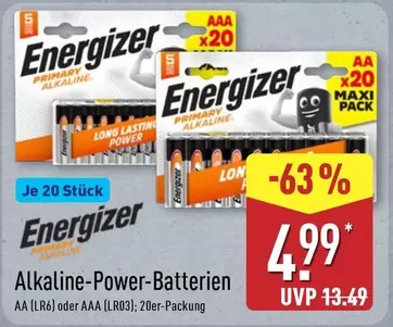 Energizer - Alkaline-Power-Batterien AA (LR6) oder AAA (LR03)