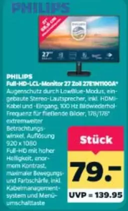 Philips - Full-HD-LCL-Monitor 27 Zoll 27E1N100A