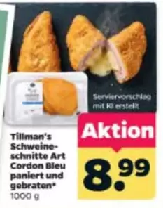Schweine-schnitte Art Cordon Bleu paniert und gebraten