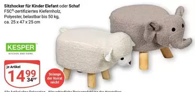Kinder - Sitzhocker für Elefant oder Schaf