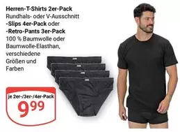 Herren-T-Shirts 2er-Pack, Slips 4er-Pack oder Retro-Pants 3er-Pack