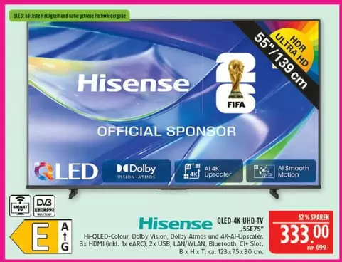 Hisense - QLED 4K UHD TV 55SE75