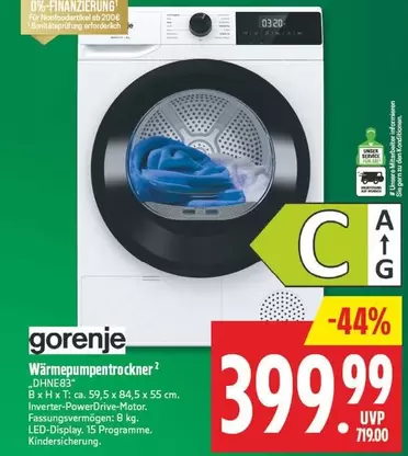 Wärmepumpentrockner
8 x H x T: ca. 59.5 x 84.5 x 55 cm.
PowerDrive-Motor.
Fassungsvermögen: 8 kg.
LED-Display. 15 Programme.
Kindersicherung.