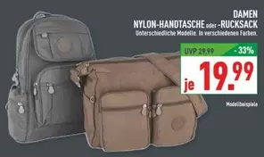 NYLON-HANDTASCHE oder -RUCKSACK