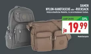 NYLON-HANDTASCHE oder RUCKSACK