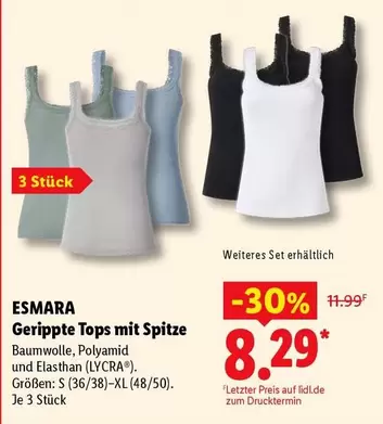 Gerippte Tops mit Spitze
