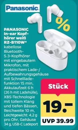 Panasonic - In-ear Kopfhörer weiß RZ-B110W*