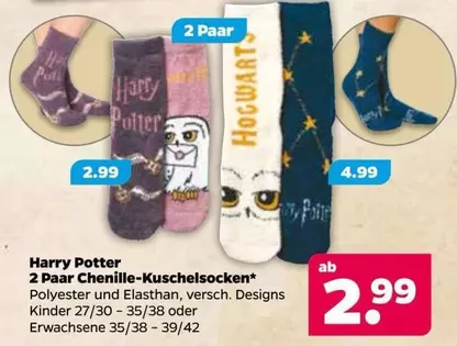 Harry Potter - 2 Paar Chenille-Kuschelsocken