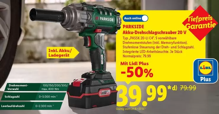 Akku-Drehschlagschrauber 20 V Typ PAISk 20 Li C4