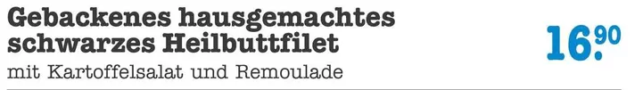 Gebackenes hausgemachtes schwarzes Heilbuttfilet mit Kartoffelsalat und Remoulade