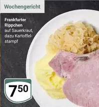 Frankfurter Rippchen auf Sauerkraut, dazu Kartoffelstampf