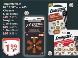 Energizer - Hörgerätezellen 10, 13, 312 oder 675 XX-treme
