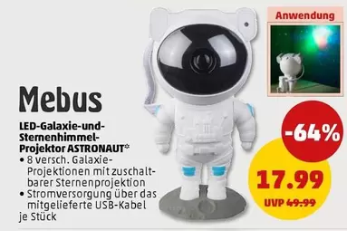 LED-Galaxie-und-Sternenhimmel-Projektor ASTRONAUT