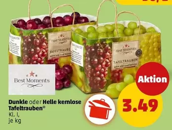 Dunkle oder Helle kernlose Tafeltrauben