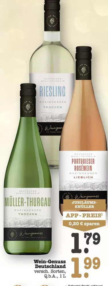 Müller-Thurgau, Riesling, Portugieser Roséwein