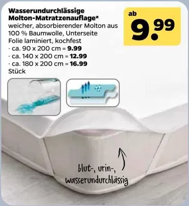 Wasserundurchlässige Molton-Matratzenauflage