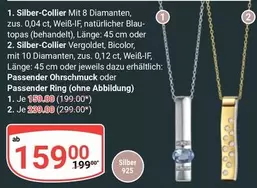 1. Silber-Collier Mit 8 Diamanten, 2. Silber-Collier Vergoldet, Bicolor, mit 10 Diamanten