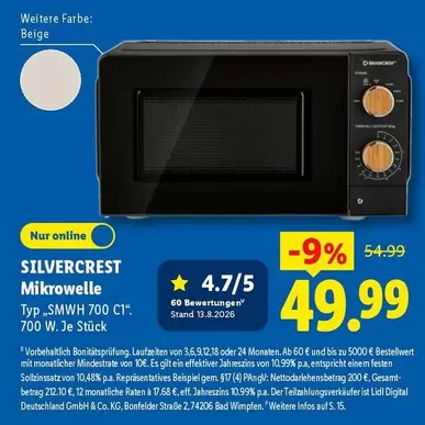SILVERCREST Mikrowelle Typ "SMWH 700 C1"
