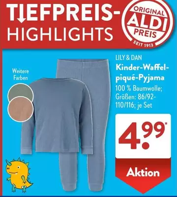 Kinder-Waffel-piqué-Pyjama