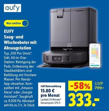 Saug- und Wischroboter mit Absaugstation Typ "X10 Pro Omni"