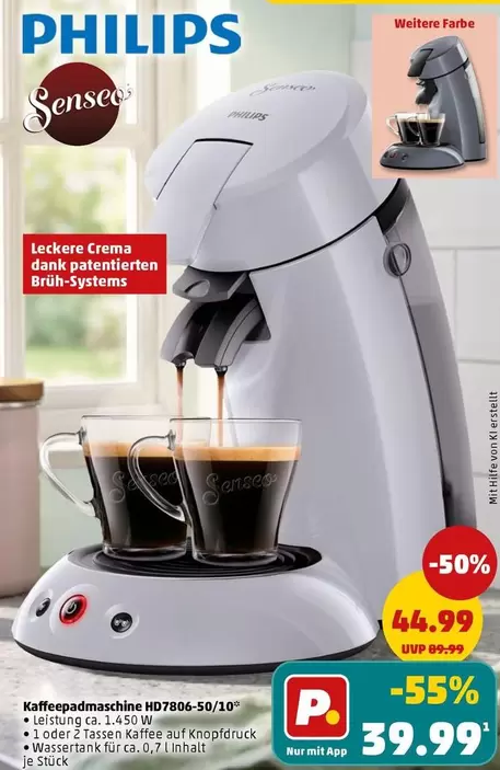 Philips - Kaffeepadmaschine HD7806 50/10