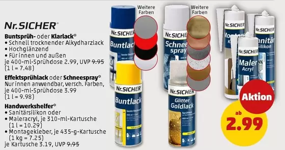 Buntsprüh- oder Klarlack, Effekt-Sprühlack oder Schnee-Spray, Maler Acryl, Glitter Goldlack