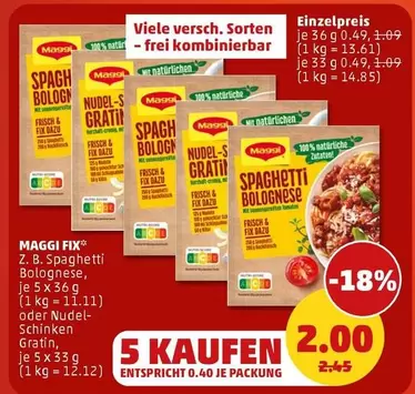 Maggi - MAGGI FIX Spaghetti Bolognese, oder Nudel-Schinken Gratin