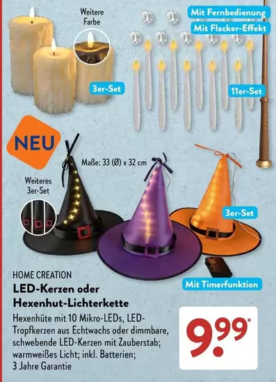 LED-Kerzen oder Hexenhut-Lichterkette