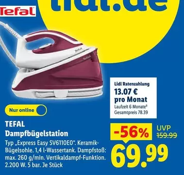 Tefal - Dampfbügelstation Express Easy SV6T10E0