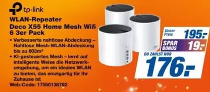 TP-LINK - WLAN-Repeater Deco X55 Home Mesh Wifi 6 3er Pack