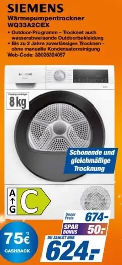 Siemens - Wärmepumpentrockner WQ33A2CEX