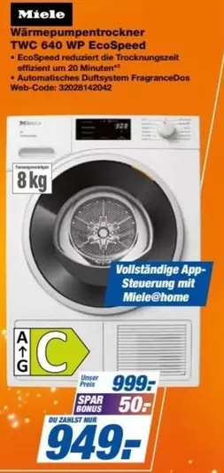 Miele - Wärmepumpentrockner TWC 640 WP EcoSpeed