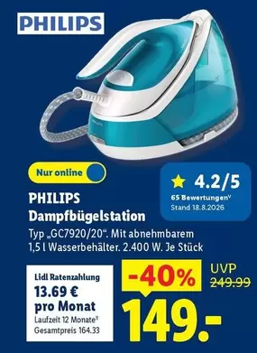 Philips - Dampfbügelstation Typ "GC7920/20"