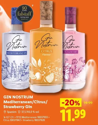 GIN NOSTRUM Mediterranean/Citrus/Strawberry Gin