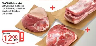 Fleischpaket Schweinebug mit Speck und Schwarte, Schweinebauch mit Knochen und Eisbein