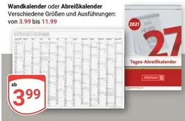 Wandkalender oder Abreißkalender