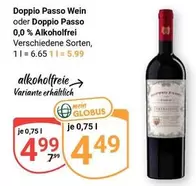 Doppio Passo Wein oder Doppio Passo 0,0 % Alkoholfrei