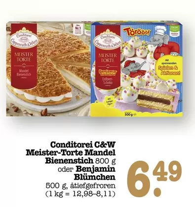 Meister-Torte Mandel Bienenstich 800 g oder Benjamin Blümchen