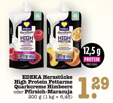 Natura - High Protein Fettarme Quarkcreme Himbeere oder Pfirsich-Maracuja