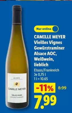 AOC - CAMILLE MEYER Vieilles Vignes Gewürztraminer Alsace , Weißwein, lieblich