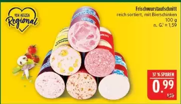 Frischwurstaufschnitt reich sortiert, mit Bierschinken