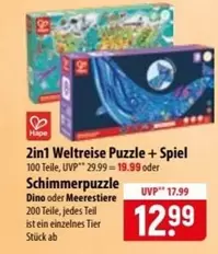 2in1 Weltreise Puzzle + Spiel Schimmerpuzzle