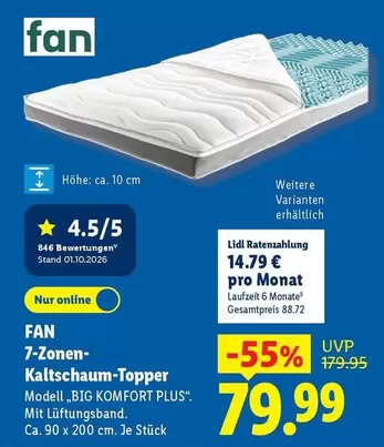 7-Zonen-Kaltchaum-Topper
